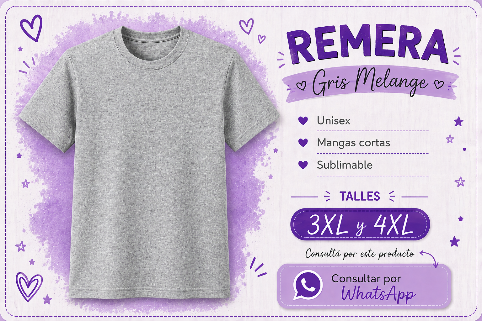 Remera gris melange 3XL/4XL