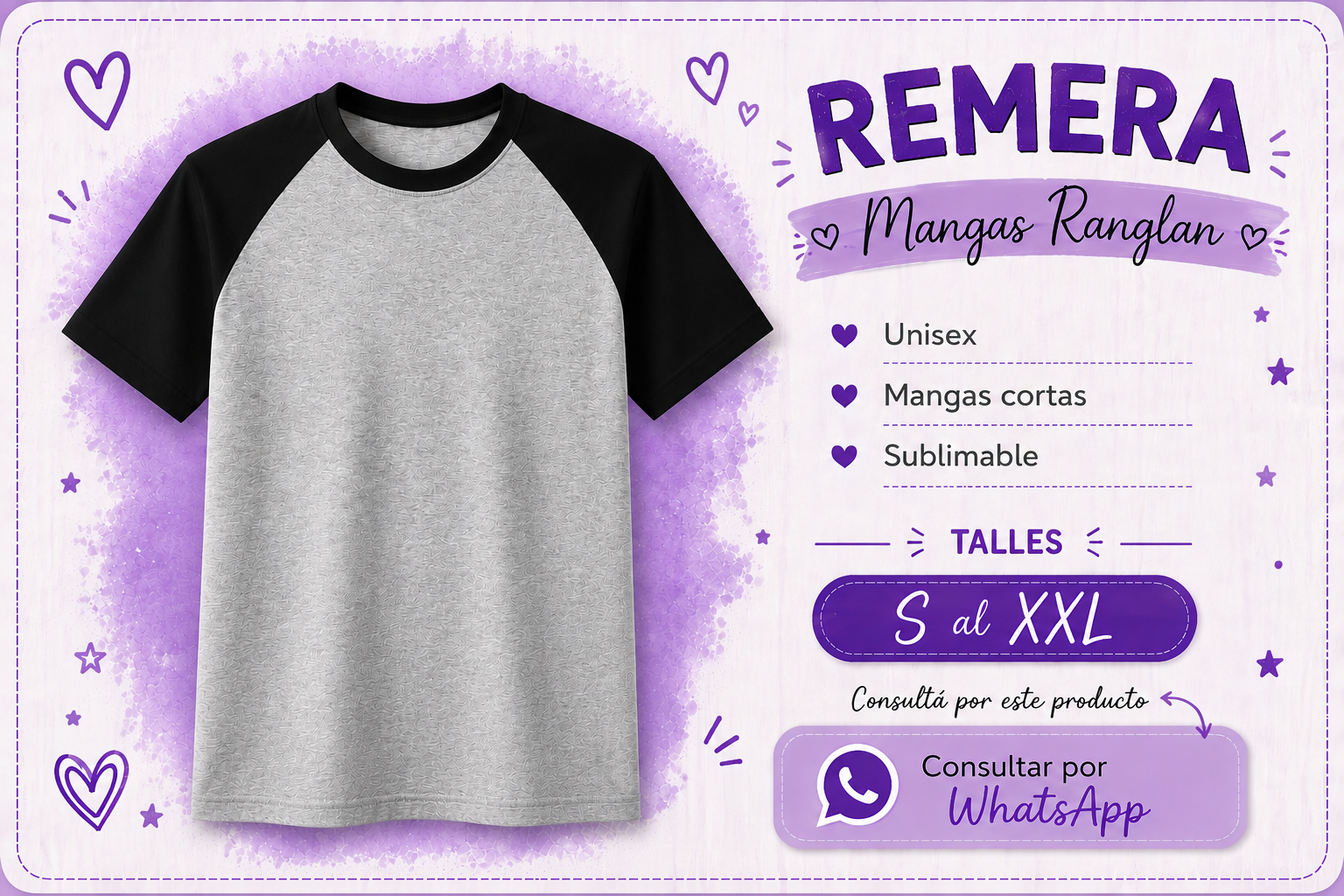 Remera ranglan gris melange con negra