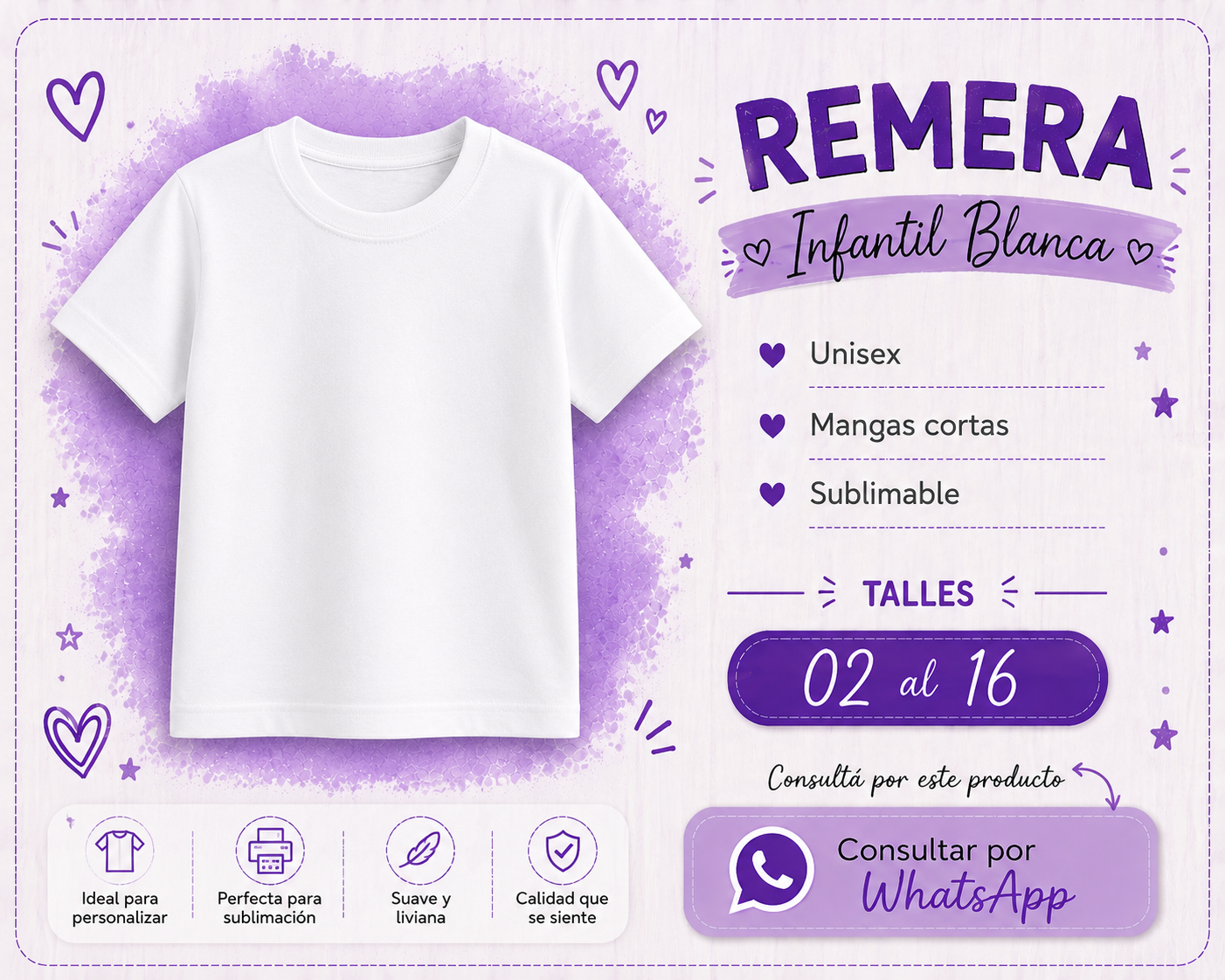 Remera blanca infantil