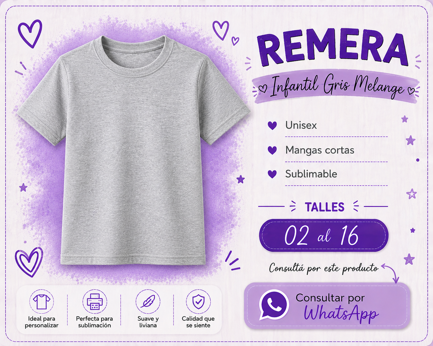Remera gris melange infantil