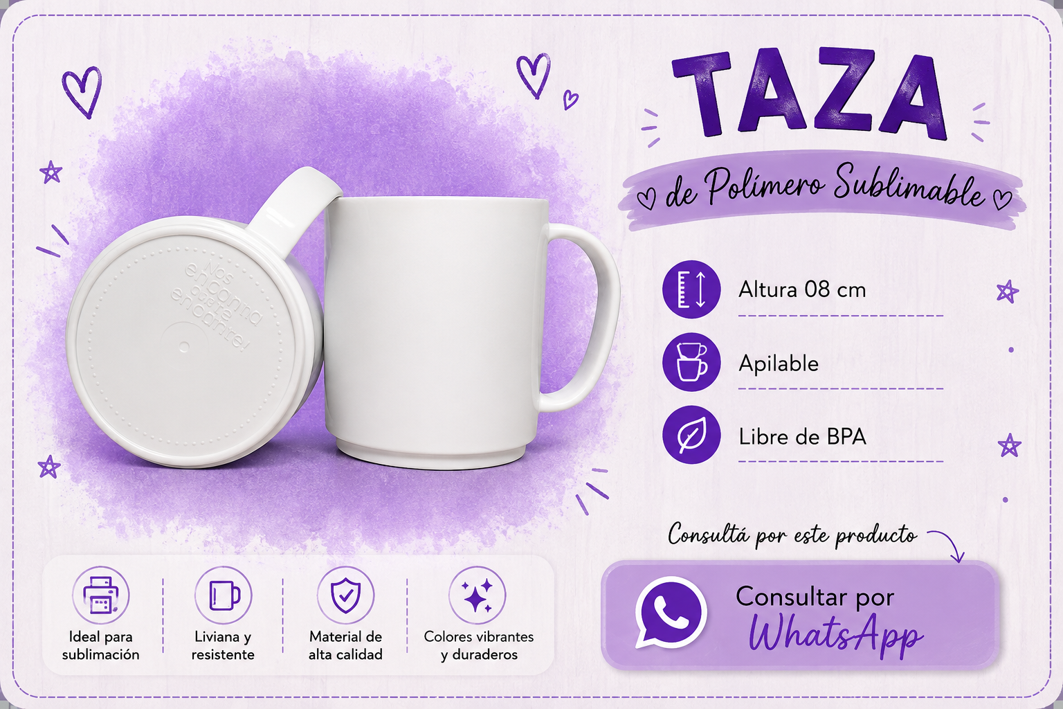 Taza de polímero sublimable