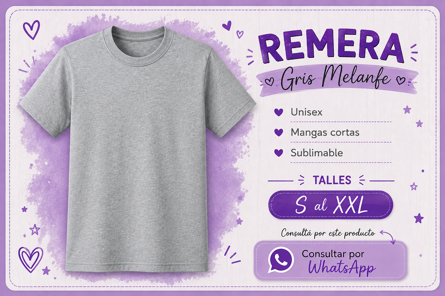 Remera gris melange unisex